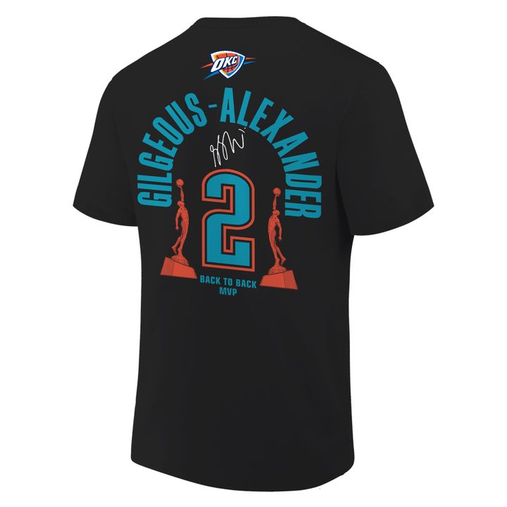 1. OKC Thunder 2026 MVP Back 2 Back Signature T-shirt