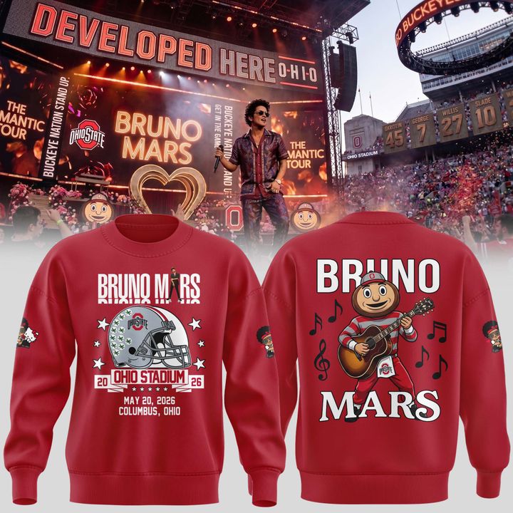 Bruno Mars x Ohio State Buckeyes Football - The Romantic Tour x Ohio Stadium Sweatshirt