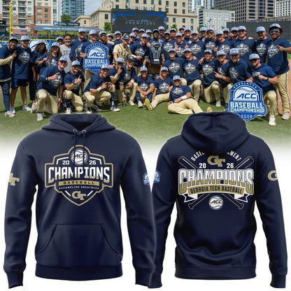.GT.Yellow Jackets 2026 ACC Tournament & Regular Season Back2Back Champions Hoodie