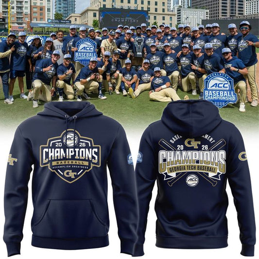 .GT.Yellow Jackets 2026 ACC Tournament & Regular Season Back2Back Champions Hoodie