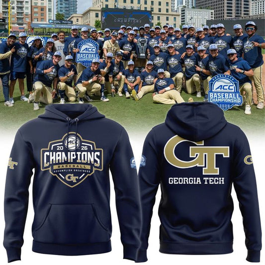 .GT.Yellow Jackets 2026 ACC Tournament & Regular Season Back2Back Champions Hoodie