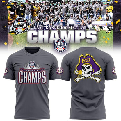 East Carolina Pirates 2026 American Baseball Champions T-Shirt - Gray v2