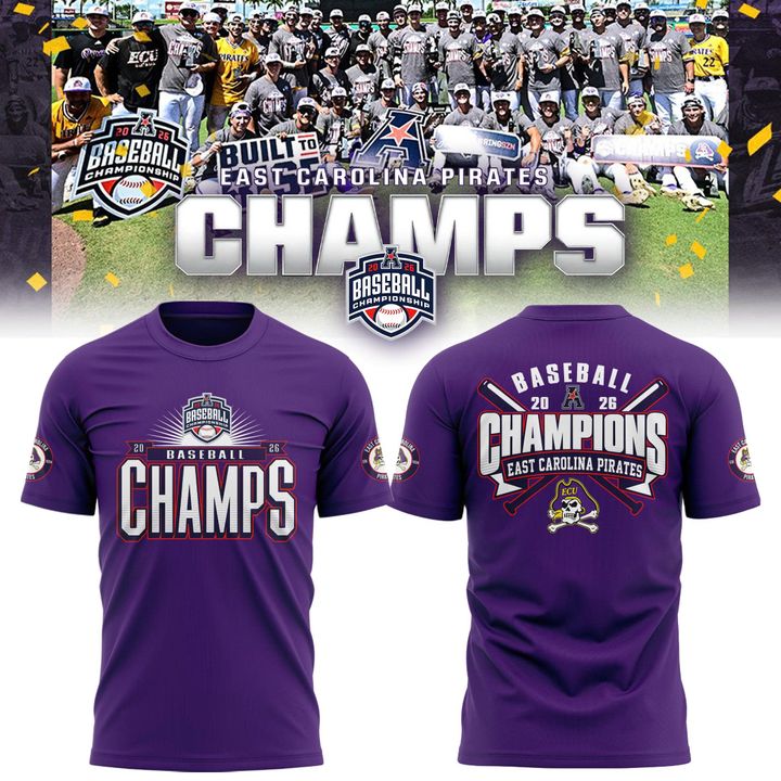 East Carolina Pirates 2026 American Baseball Champions T-Shirt- Purple