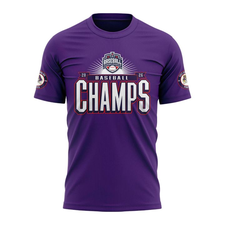 East Carolina Pirates 2026 American Baseball Champions T-Shirt- Purple