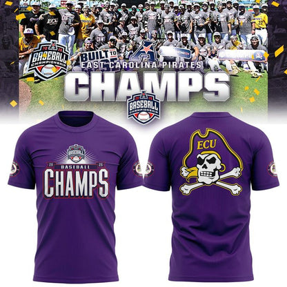 East Carolina Pirates 2026 American Baseball Champions T-Shirt- Purple v2