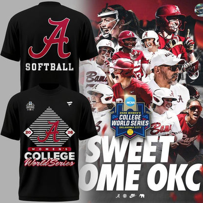 2026 Exclusive Alabama Crimson Tide softball Women’s College World Series T-Shirt Black for fans