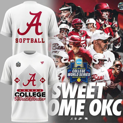 2026 Exclusive Alabama Crimson Tide softball Women’s College World Series T-Shirt White for fans
