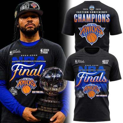 Men's New York Knicks Charcoal 2026 NBA Eastern Conference Champions Two-Sided T-Shirt