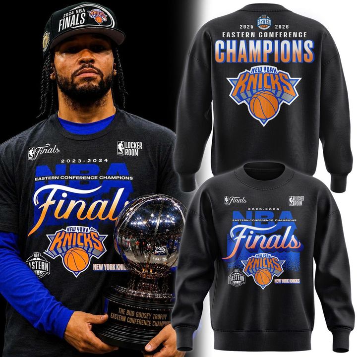 Men's New York Knicks Charcoal 2026 NBA Eastern Conference Champions Two-Sided Sweatshirt