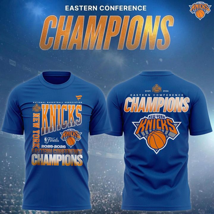 Men's New York Knicks Heather Charcoal 2026 NBA Eastern Conference Champions Roster T-Shirt