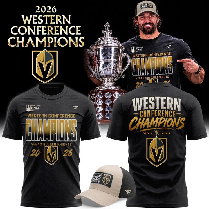 Men's VGK Heather Charcoal 2026 Western Conference Champions Two-Sided T-Shirt