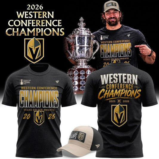 Men's VGK Heather Charcoal 2026 Western Conference Champions Two-Sided T-Shirt