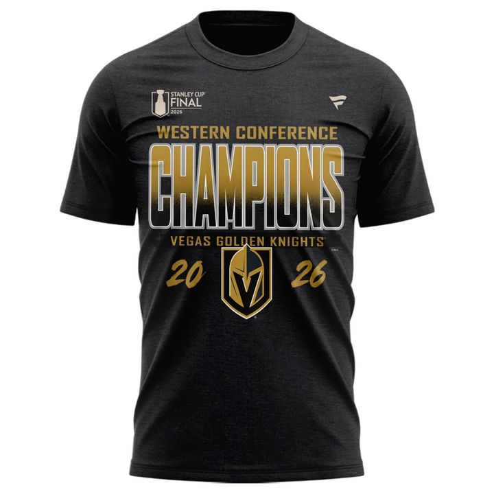 Men's VGK Heather Charcoal 2026  Western Conference Champ 2-Sided T-Shirt