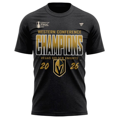 Men's VGK Heather Charcoal 2026 Western Conference Champions Two-Sided T-Shirt