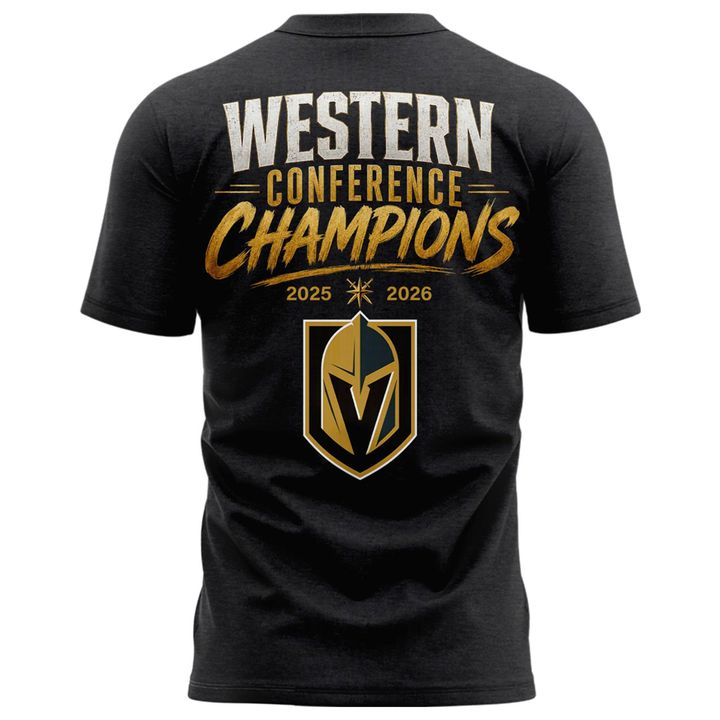 Men's VGK Heather Charcoal 2026 Western Conference Champions Two-Sided T-Shirt