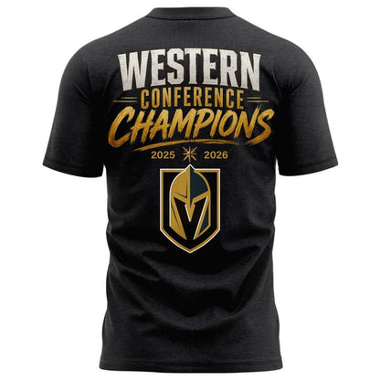 Men's VGK Heather Charcoal 2026 Western Conference Champions Two-Sided T-Shirt