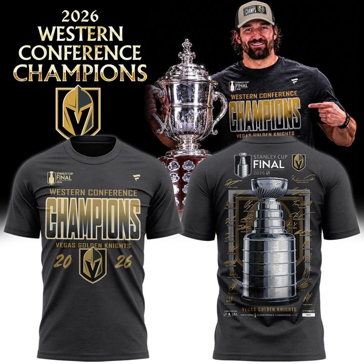 Men's VGK Heather Charcoal 2026  Western Conference Champions Signature T-Shirt