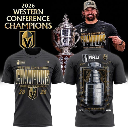 Men's VGK Heather Charcoal 2026  Western Conference Champions Signature T-Shirt