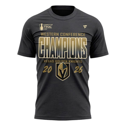 Men's VGK Heather Charcoal 2026  Western Conference Champions Signature T-Shirt