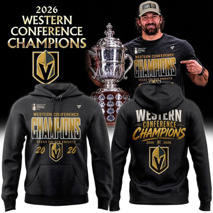 Men's VGK  Fanatics Heather Charcoal 2026 Western Conference Champions Two-Sided Hoodie