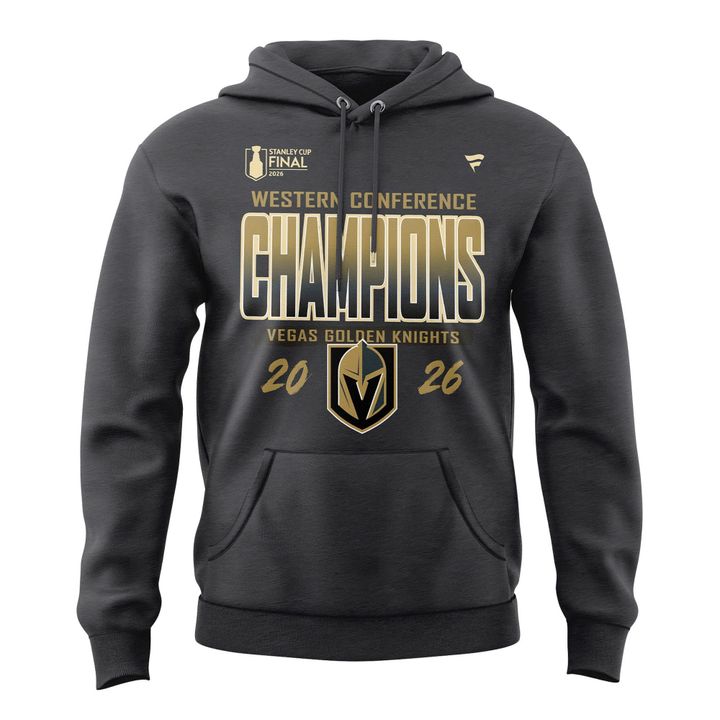 Men's VGK Fanatics Heather Charcoal 2026 Western Conference Champions Signature Hoodie