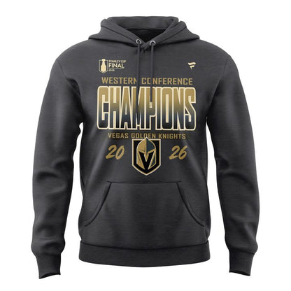 Men's VGK Fanatics Heather Charcoal 2026 Western Conference Champions Signature Hoodie