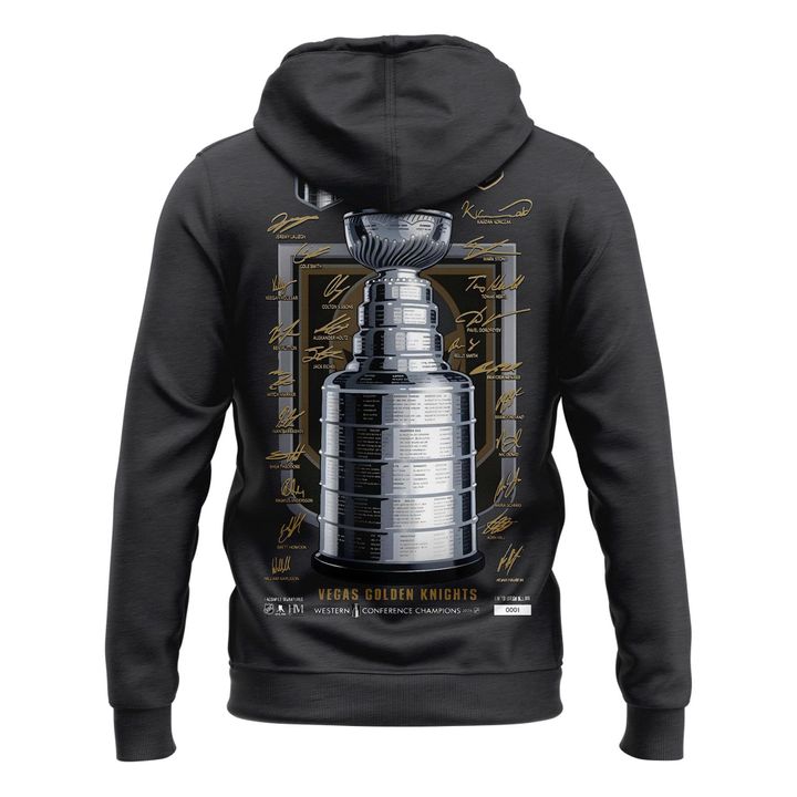 Men's VGK Fanatics Heather Charcoal 2026 Western Conference Champions Signature Hoodie