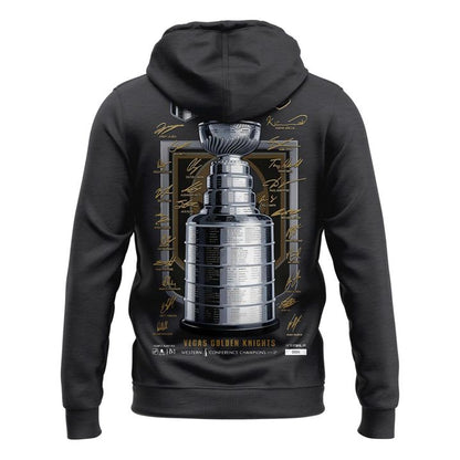Men's VGK Fanatics Heather Charcoal 2026 Western Conference Champions Signature Hoodie
