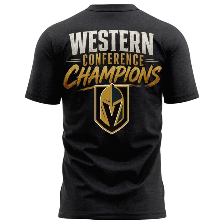 Men's VGK Heather Charcoal 2026  Western Conference Champ 2-Sided T-Shirt