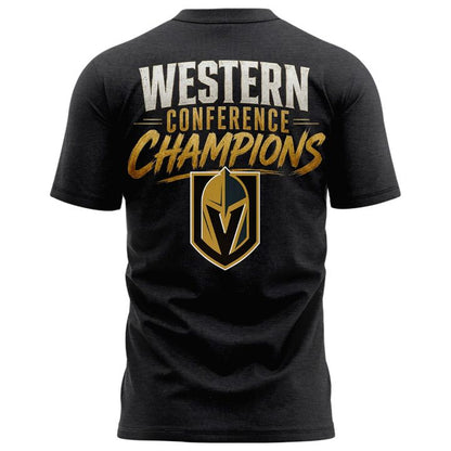 Men's VGK Heather Charcoal 2026  Western Conference Champ 2-Sided T-Shirt