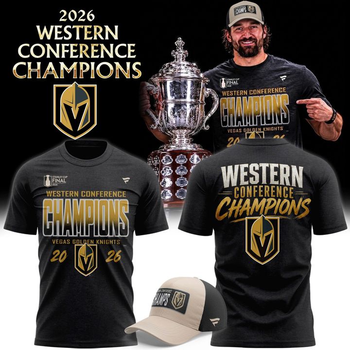 Men's VGK Heather Charcoal 2026  Western Conference Champ 2-Sided T-Shirt