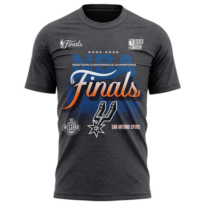 (Adult & Kids) San Antonio Spurs  Charcoal 2026 Western Conference Champions Two-Sided T-Shirt