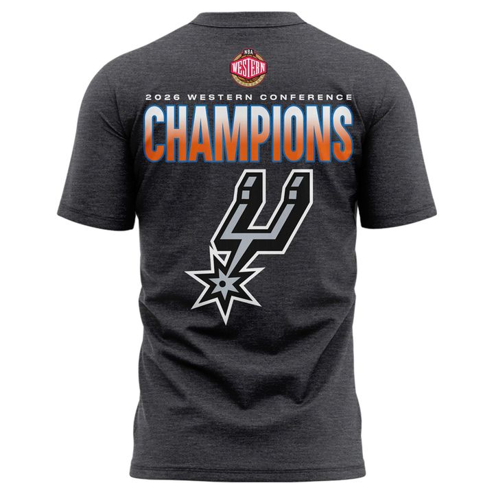 (Adult & Kids) San Antonio Spurs  Charcoal 2026 Western Conference Champions Two-Sided T-Shirt