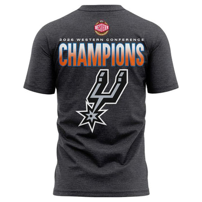(Adult & Kids) San Antonio Spurs  Charcoal 2026 Western Conference Champions Two-Sided T-Shirt