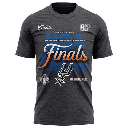 (Adult & Kids) San Antonio Spurs Charcoal 2026 Western Conference Champions Two-Sided T-Shirt