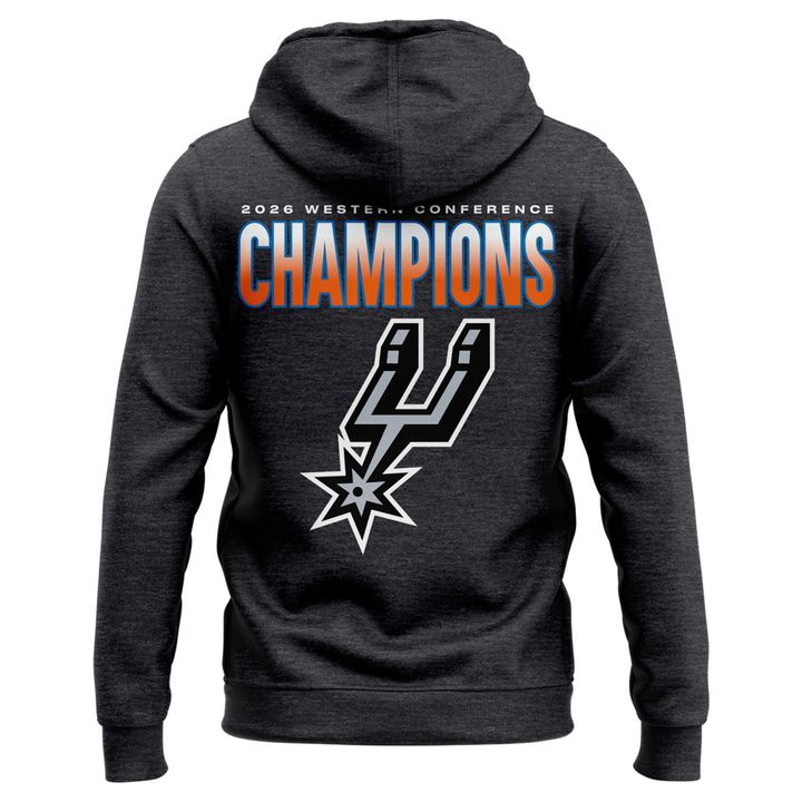 (Adult & Kids) San Antonio Spurs Charcoal 2026 Western Conference Champions Two-Sided Hoodie