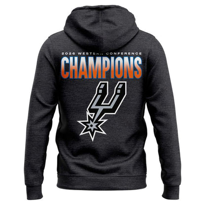 (Adult & Kids) San Antonio Spurs Charcoal 2026 Western Conference Champions Two-Sided Hoodie