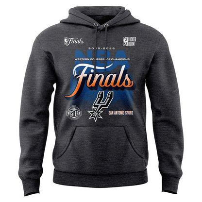 (Adult & Kids) San Antonio Spurs Charcoal 2026 Western Conference Champions Two-Sided Hoodie