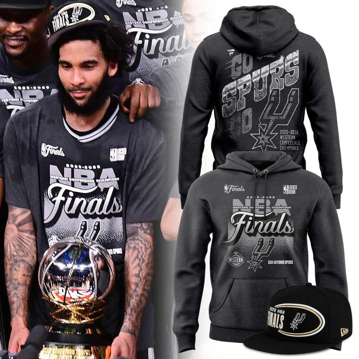 (Adult & Kids) San Antonio Spurs Charcoal 2026 Western Conference Champions Locker Room Hoodie