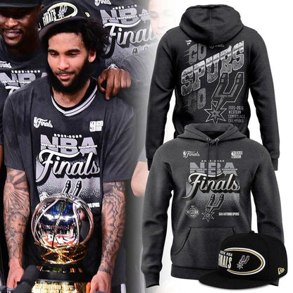 (Adult & Kids) San Antonio Spurs Charcoal 2026 Western Conference Champions Locker Room Hoodie