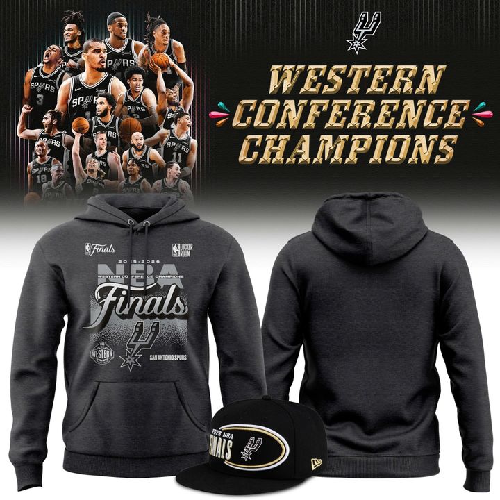 Men's San Antonio Spurs Charcoal 2026 Western Conference Champions Locker Room Hoodie