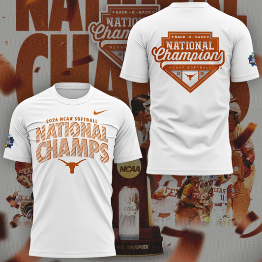 Exclusive T-Shirt White Texas Softball National Champions 2026