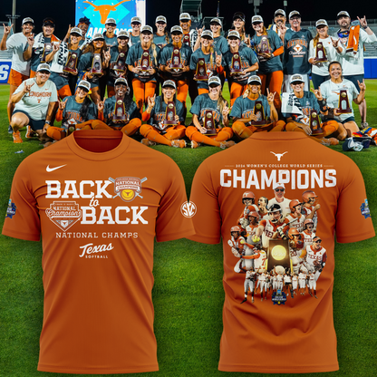 2026 Exclusive T-Shirt Texas Softball back-to-back National Champions!