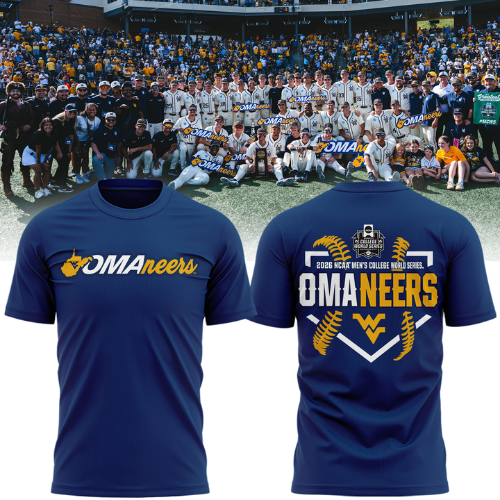 West Virginia Mountaineers 2026 Baseball Men's College World Series Omaneers Navy T-Shirt