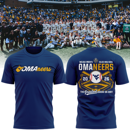 West Virginia Mountaineers 2026 Baseball Men's College World Series Omaneers Navy T-Shirt