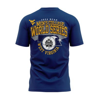 West Virginia Mountaineers 2026 Baseball Men's College World Series Omaneers Navy T-Shirt