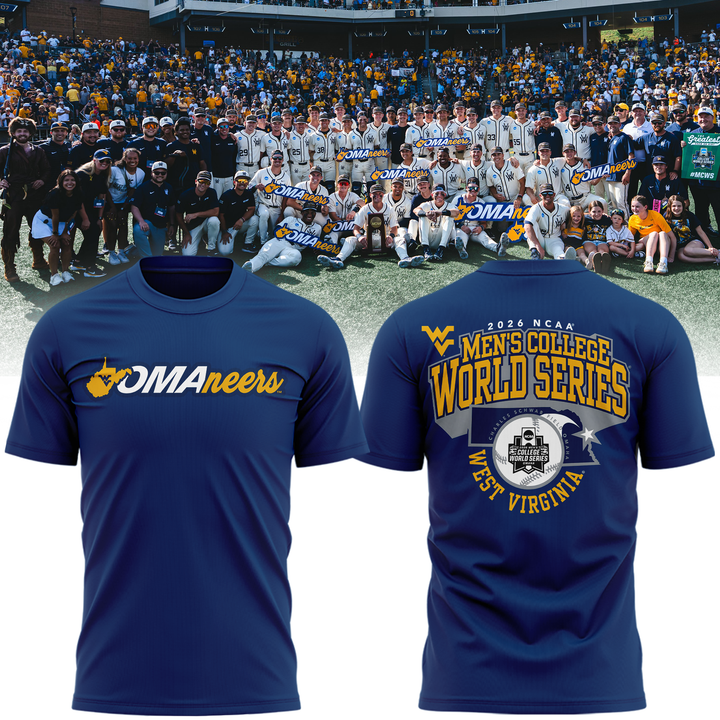 West Virginia Mountaineers 2026 Baseball Men's College World Series Omaneers Navy T-Shirt