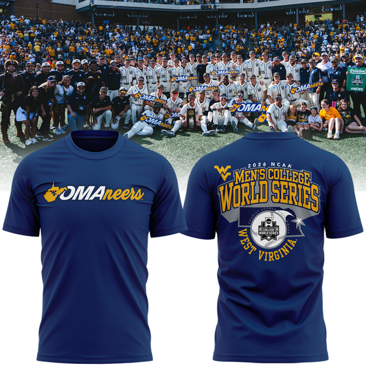 West Virginia Mountaineers 2026 Baseball Men's College World Series Omaneers Navy T-Shirt