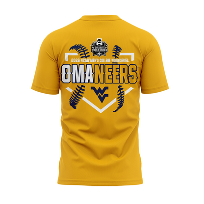 West Virginia Mountaineers 2026 NCAA Baseball Men's College World Series Omaneers Yellow T-Shirt
