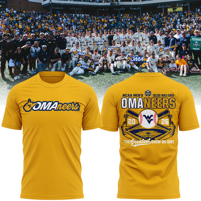 West Virginia Mountaineers 2026 NCAA Baseball Men's College World Series Omaneers Yellow T-Shirt
